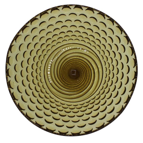 Antique Amber Gold Atterbury Glass Coin Raindrop Polka Dot Pedestal Compote Bowl - Picture 3 of 6